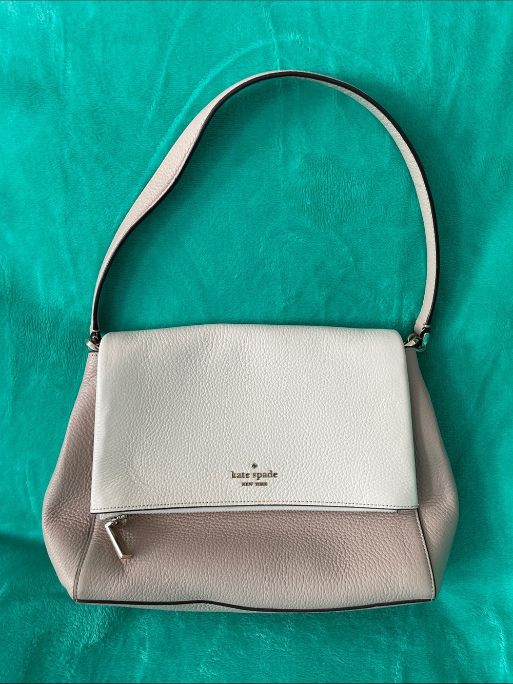 kate spade Cream and Taupe Two-Tone Leather Shoulder Bag